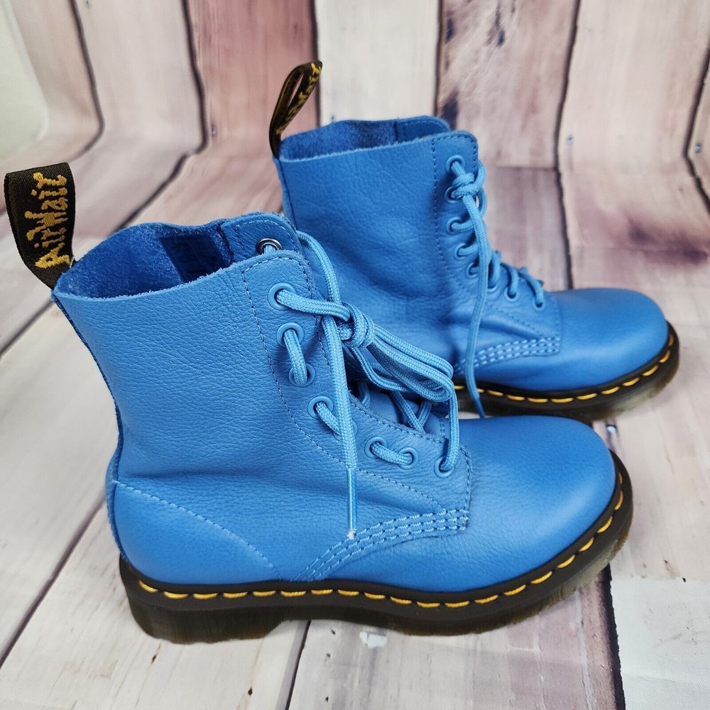 Dr. Martens 1460‎ Pascal Blue Virginia Leather Ankle Boots SIZE 5 - Picture 4 of 13